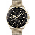 Hugo Boss Ocean Edition 1513703 Gold Case Black Dial Gold Mesh Bracelet Men's Watch