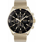 Hugo Boss Ocean Edition 1513703 Gold Case Black Dial Gold Mesh Bracelet Men's Watch