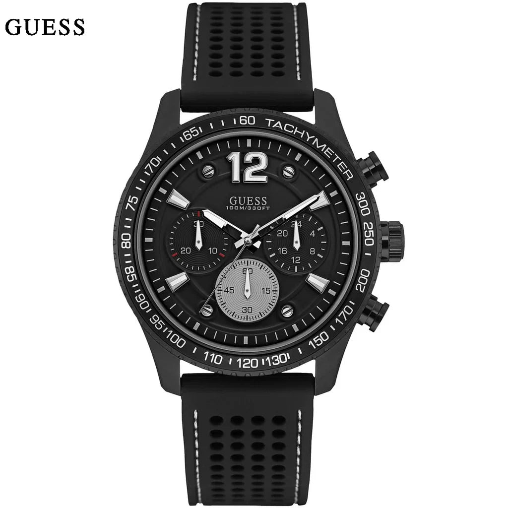 Guess Fleet W0971G1 Men's Black Chronograph Rubber Watch