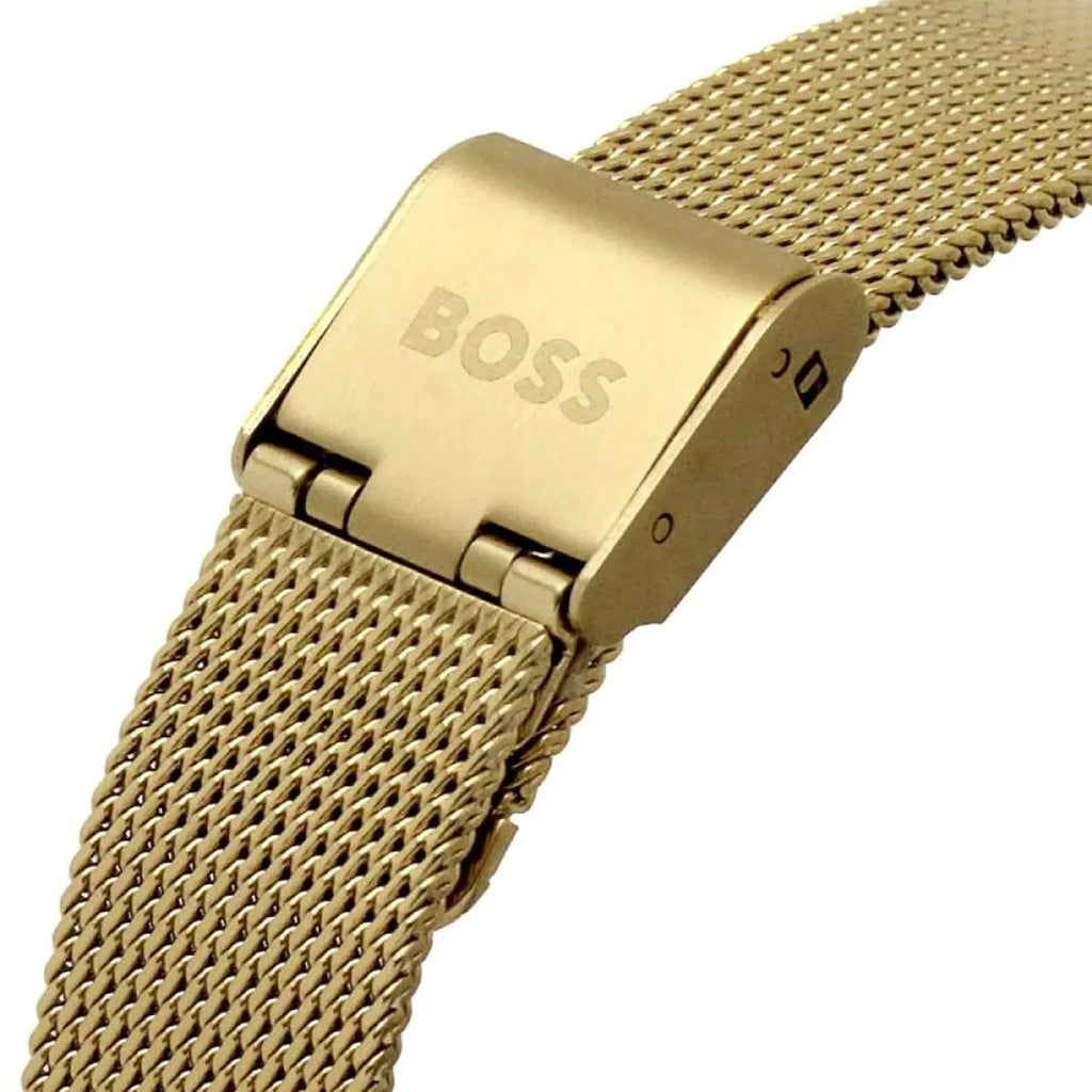 Original Hugo Boss Women's Watch - Gold Mesh & Full Crystal Dial (1502659)