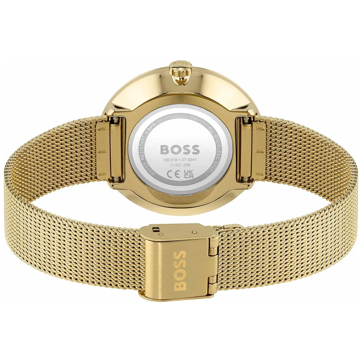Original Hugo Boss Women's Watch - Gold Mesh & Full Crystal Dial (1502659)