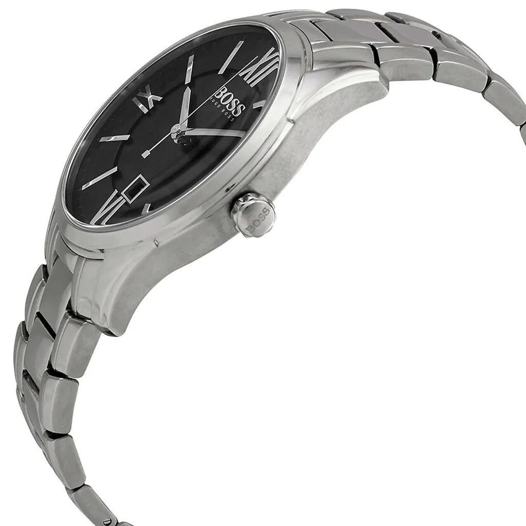 Hugo Boss Ambassador 1513025 Silver Case Black Dial Silver Metal Men's Watch
