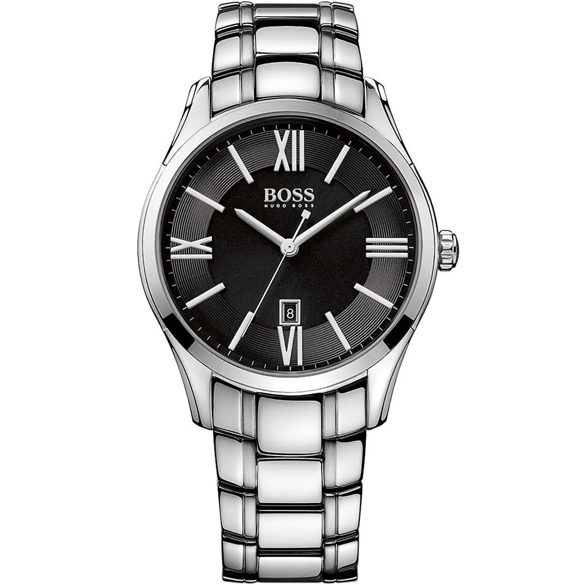 Hugo Boss Ambassador 1513025 Silver Case Black Dial Silver Metal Men's Watch