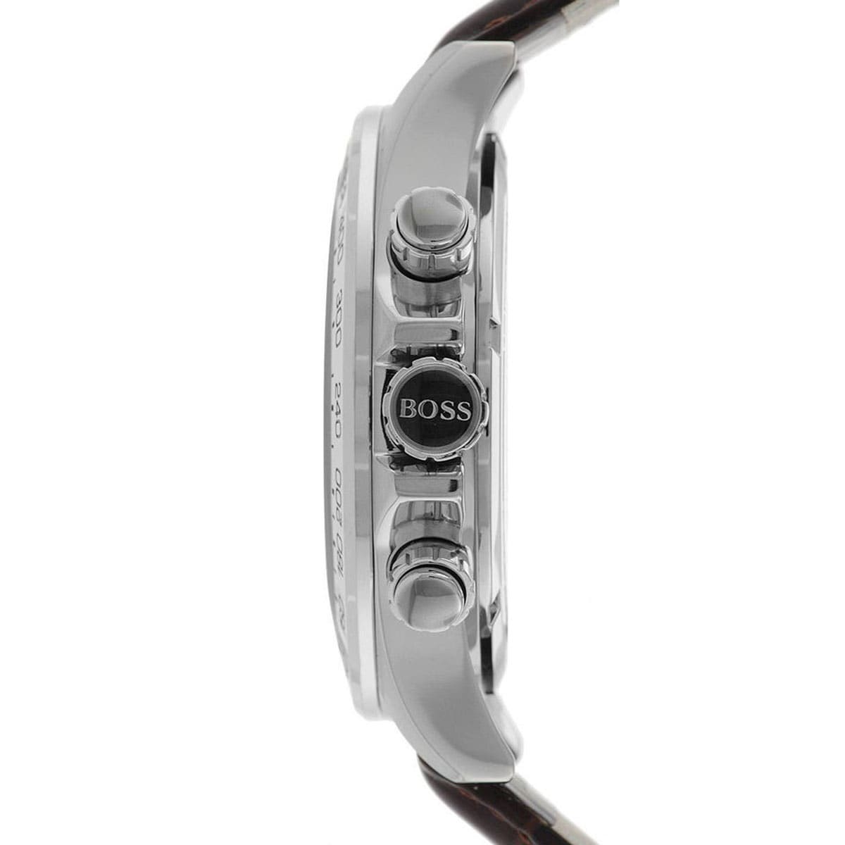Hugo Boss Ikon 1513175 Silver Case White Dial Brown Leather Strap Men's Watch