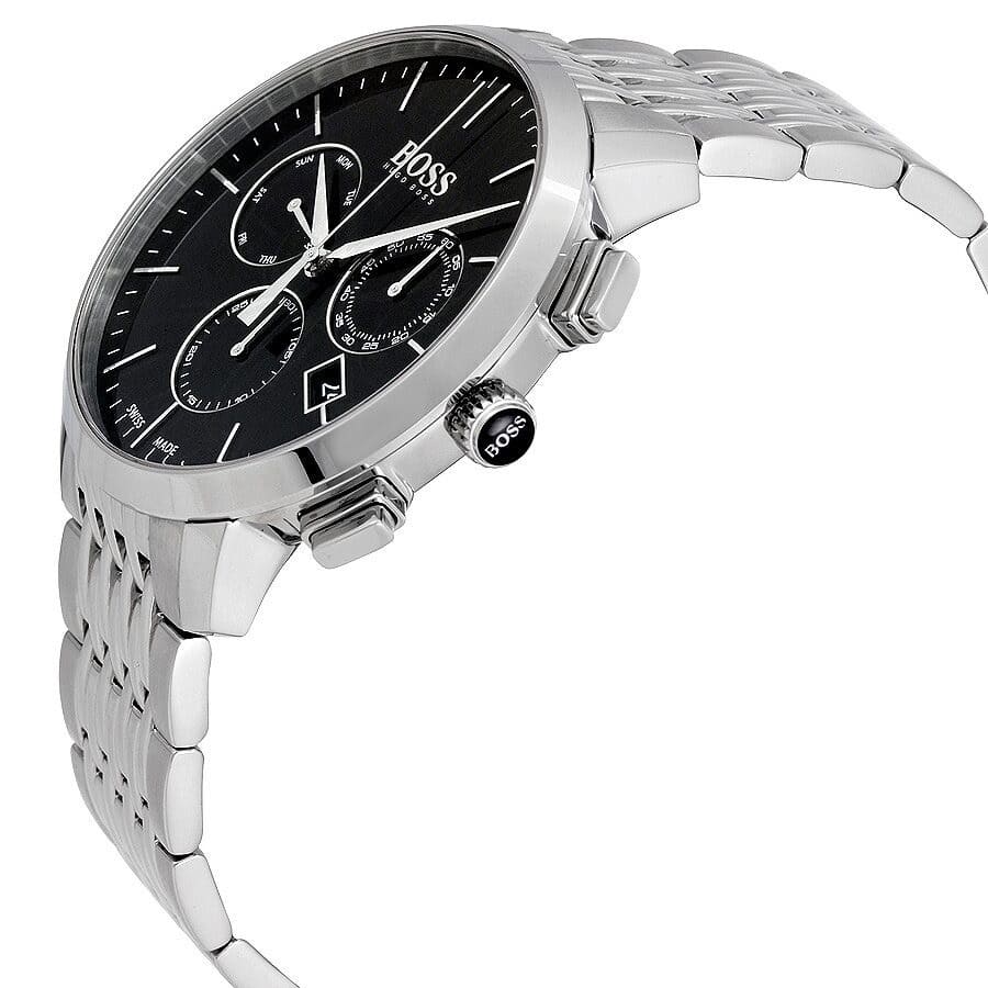 Hugo Boss Signature 1513267 Silver Case Black Dial Silver Metal Men's Watch