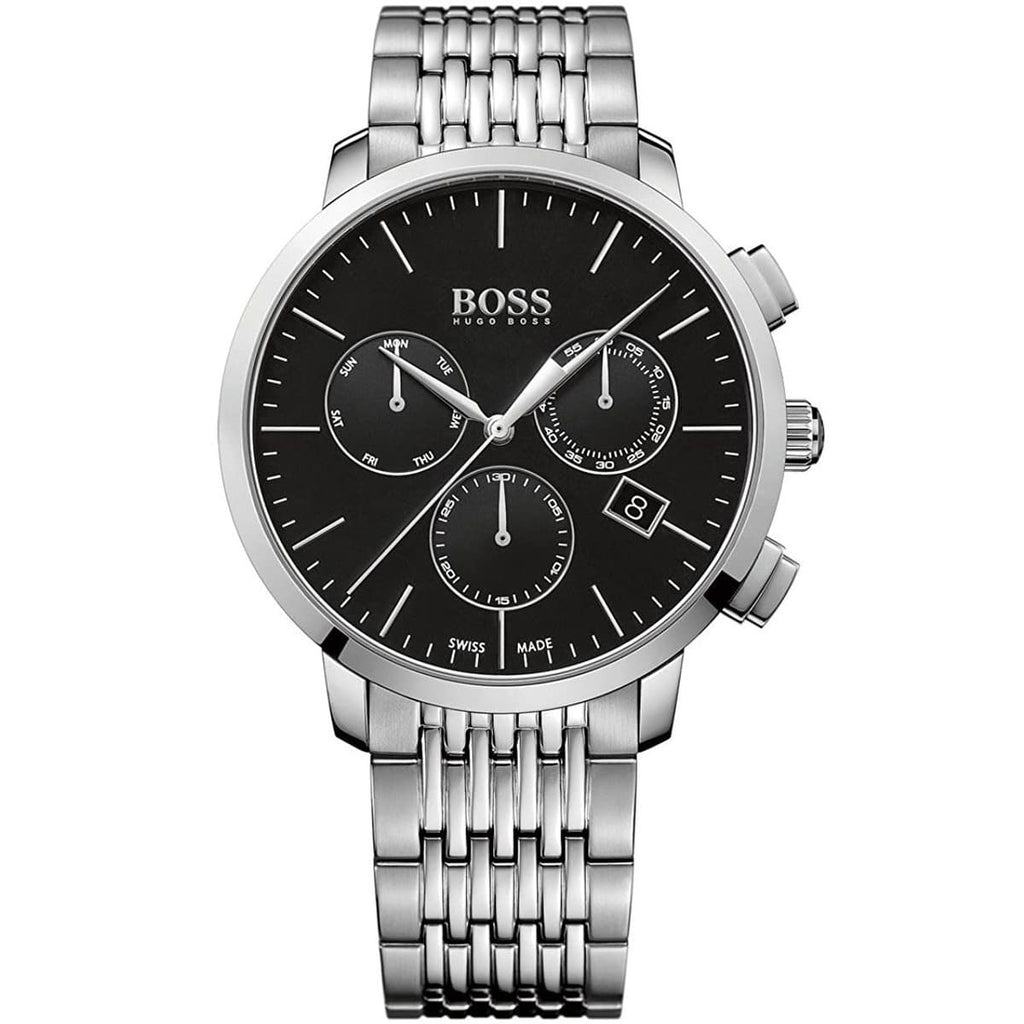 Hugo Boss Signature 1513267 Silver Case Black Dial Silver Metal Men's Watch