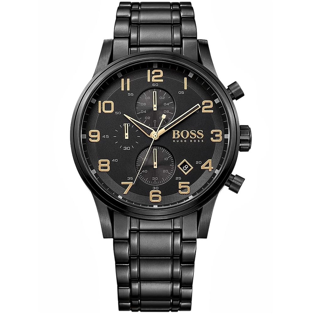 Hugo Boss Aeroliner 1513275 Black Ion-Plated Case Black Dial Men's Watch