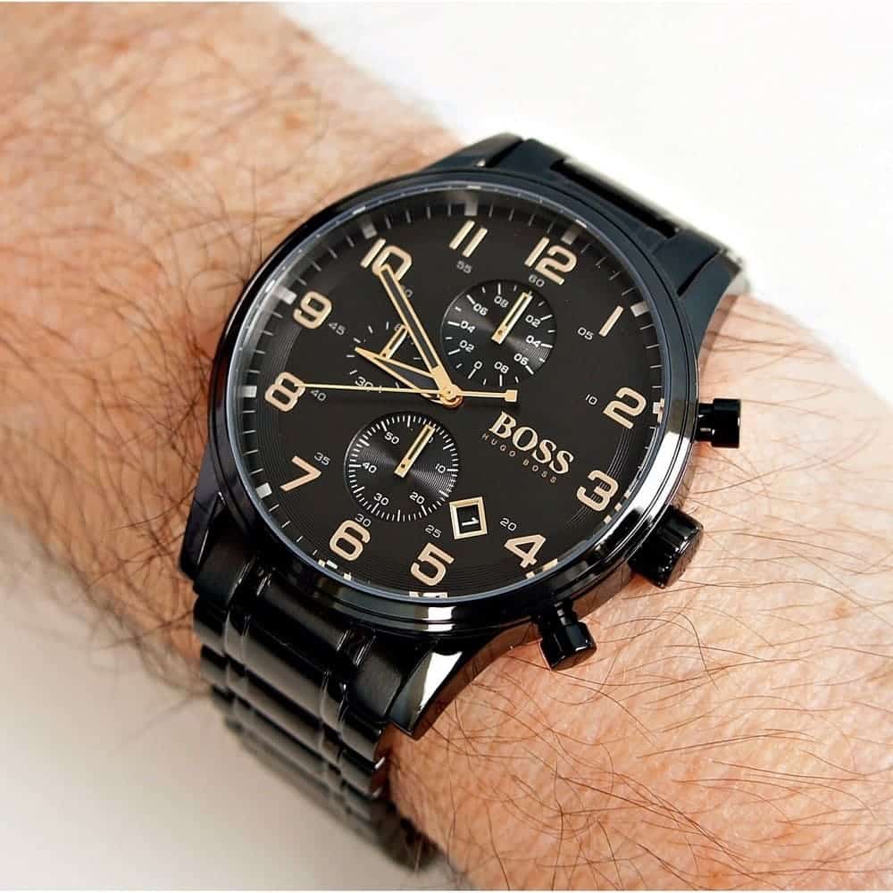 Hugo Boss Aeroliner 1513275 Black Ion-Plated Case Black Dial Men's Watch