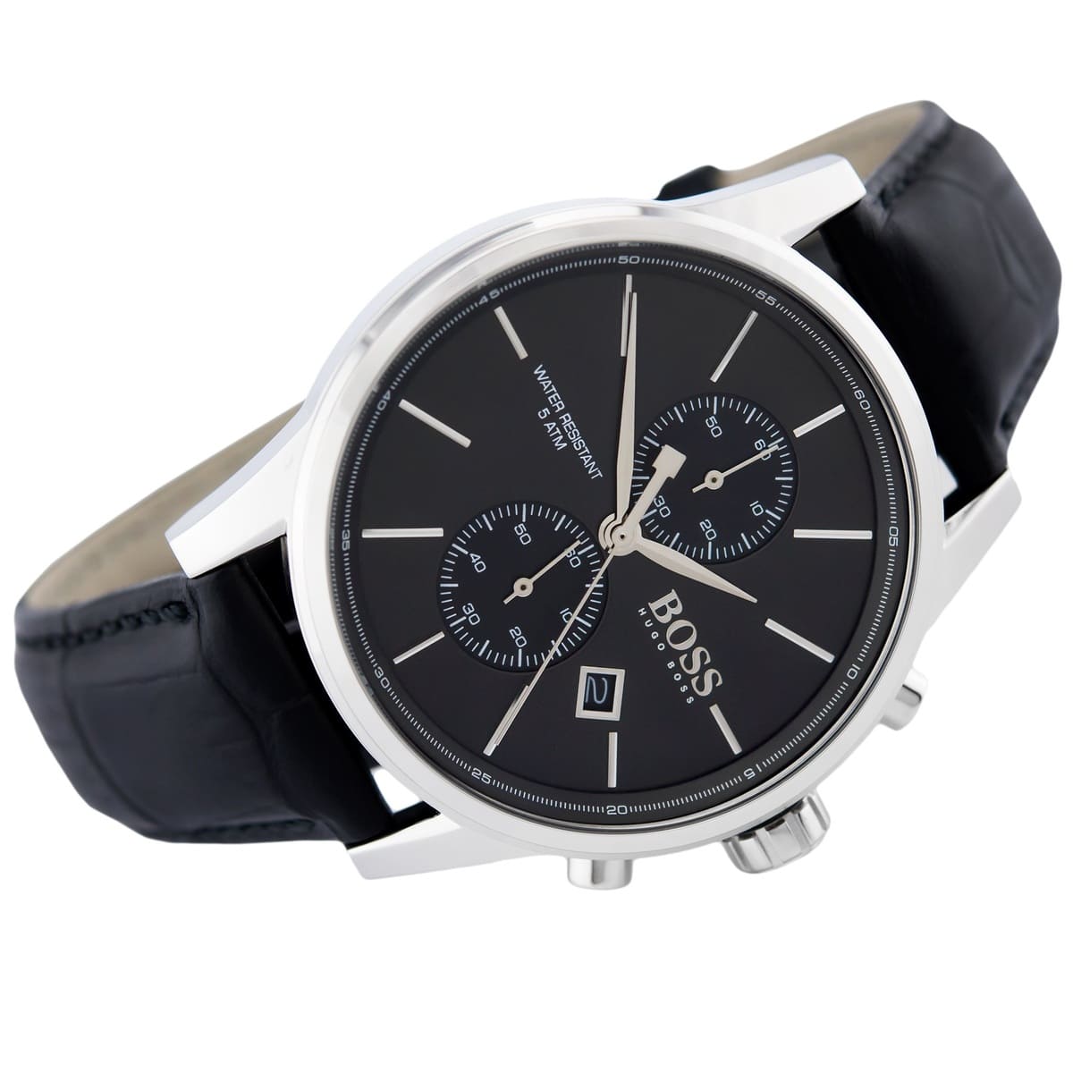 Hugo Boss Jet 1513279 Silver Case Black Dial Black Leather Men's Watch