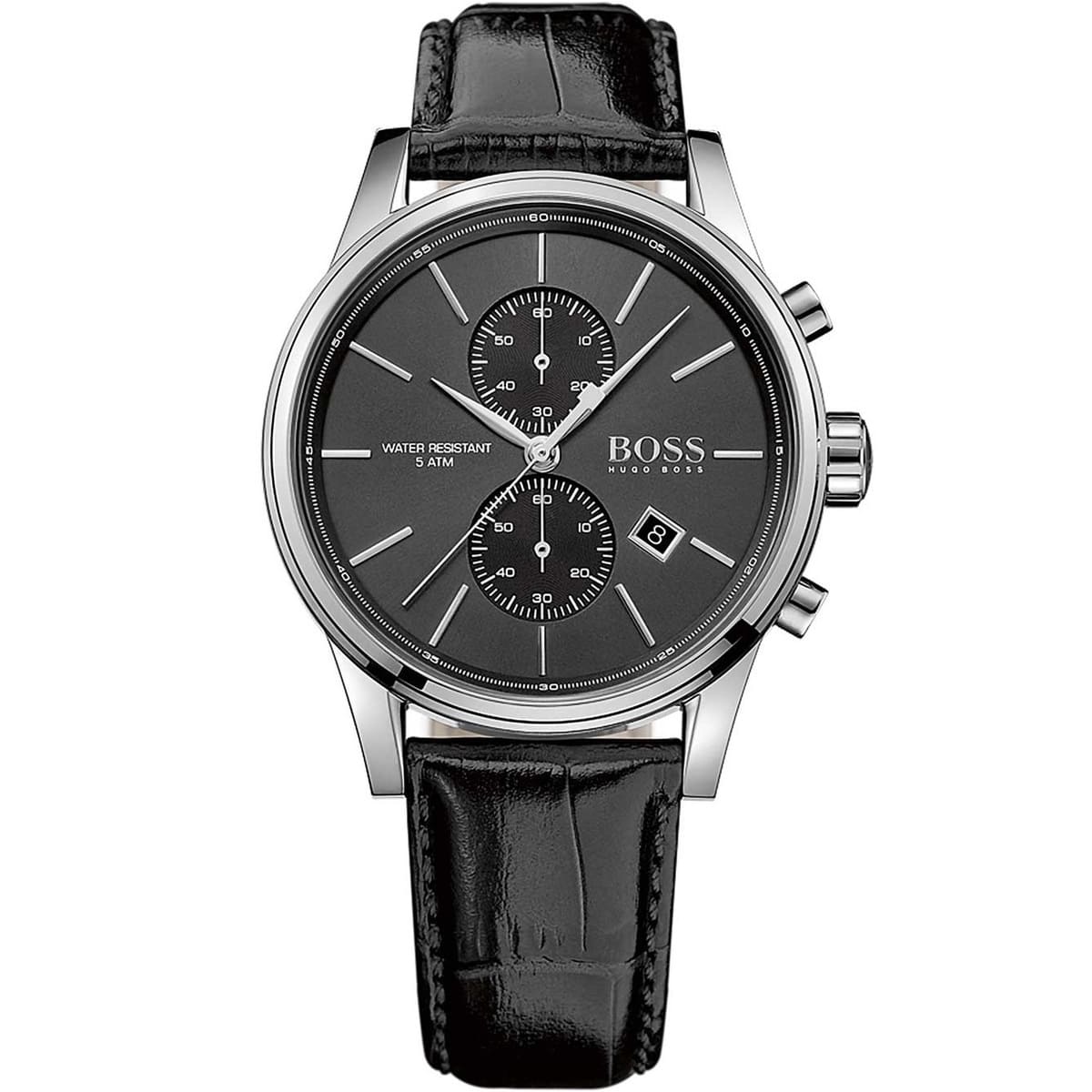 Hugo Boss Jet 1513279 Silver Case Black Dial Black Leather Men's Watch
