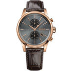 Hugo Boss Jet 1513281 Rose Gold Case Grey Dial Brown Leather Men's Watch