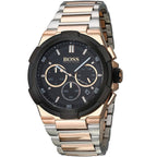 Hugo Boss Supernova 1513358 Two-Tone Silver Rose Gold Case Black Dial Men's Watch