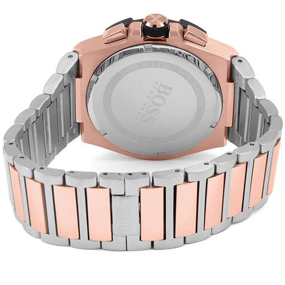 Hugo Boss Supernova 1513358 Two-Tone Silver Rose Gold Case Black Dial Men's Watch