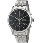 Hugo Boss Jet 1513383 Silver Case Black Dial Silver Metal Men's Watch