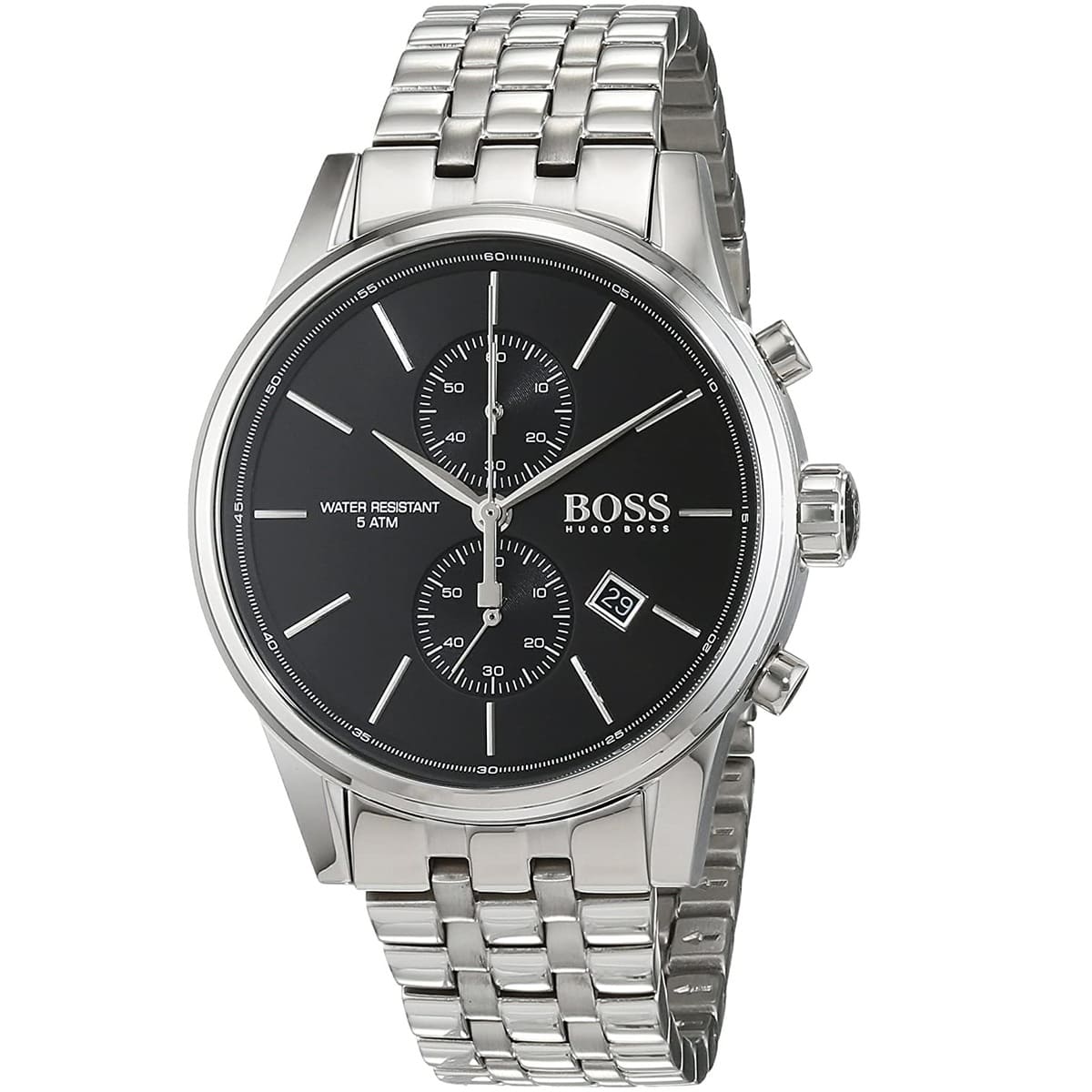 Hugo Boss Jet 1513383 Silver Case Black Dial Silver Metal Men's Watch