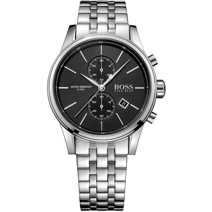 Hugo Boss Jet 1513383 Silver Case Black Dial Silver Metal Men's Watch