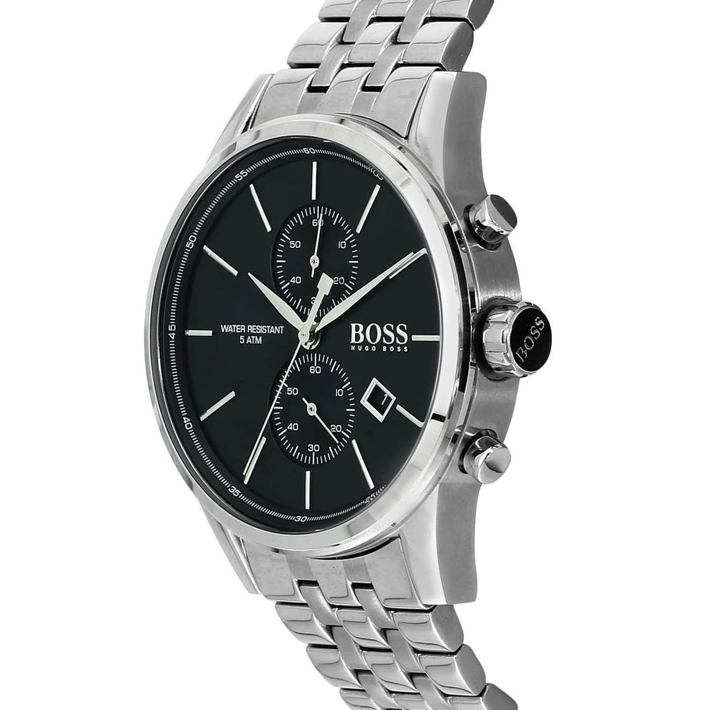 Hugo Boss Jet 1513383 Silver Case Black Dial Silver Metal Men's Watch