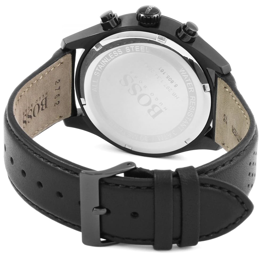 Hugo Boss Grand Prix 1513474 Black Ion-Plated Case Black Dial Black Leather Men's Watch