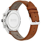 Hugo Boss Grand Prix 1513475 Silver Case White Dial Brown Leather Men's Watch