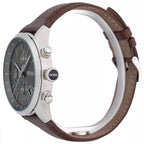 Hugo Boss Grand Prix 1513476 Silver Case Gray Dial Brown Leather Men's Watch