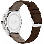 Hugo Boss Grand Prix 1513476 Silver Case Gray Dial Brown Leather Men's Watch