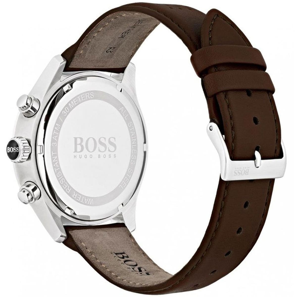 Hugo Boss Grand Prix 1513476 Silver Case Gray Dial Brown Leather Men's Watch