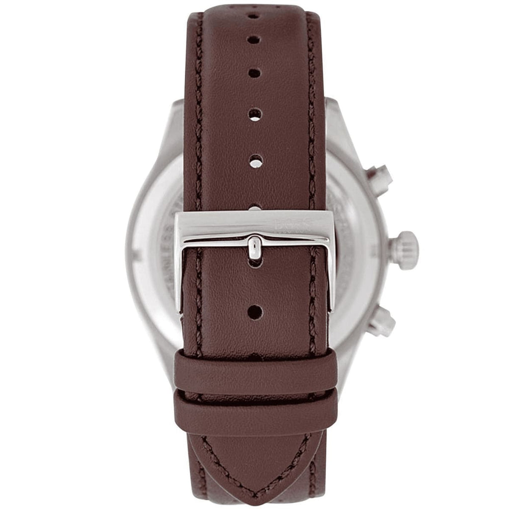 Hugo Boss Spirit 1513690 Grey Case Silver Dial Brown Textile Men's Watch