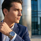 Hugo Boss Governor 1513487 Silver Case Blue Textured Dial Silver Metal Men's Watch