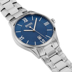 Hugo Boss Governor 1513487 Silver Case Blue Textured Dial Silver Metal Men's Watch