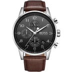 Hugo Boss Navigator 1513494 Men's Grey Dial Watch Brown Leather
