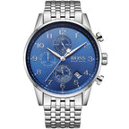 Hugo Boss Navigator 1513498 Silver Case Blue Dial Silver Metal Link Men's Watch