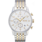 Hugo Boss Navigator 1513499 Runner Two-Tone Silver Gold White Dial Men's Watch