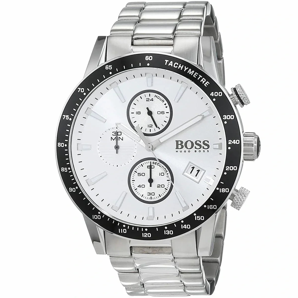 Hugo Boss Rafale 1513511 Silver Case Silver Dial Black Bezel Men's Watch
