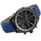Hugo Boss Grand Prix 1513563 Black Case Black Dial Blue Leather Men's Watch