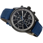 Hugo Boss Grand Prix 1513563 Black Case Black Dial Blue Leather Men's Watch