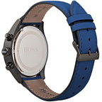 Hugo Boss Grand Prix 1513563 Black Case Black Dial Blue Leather Men's Watch