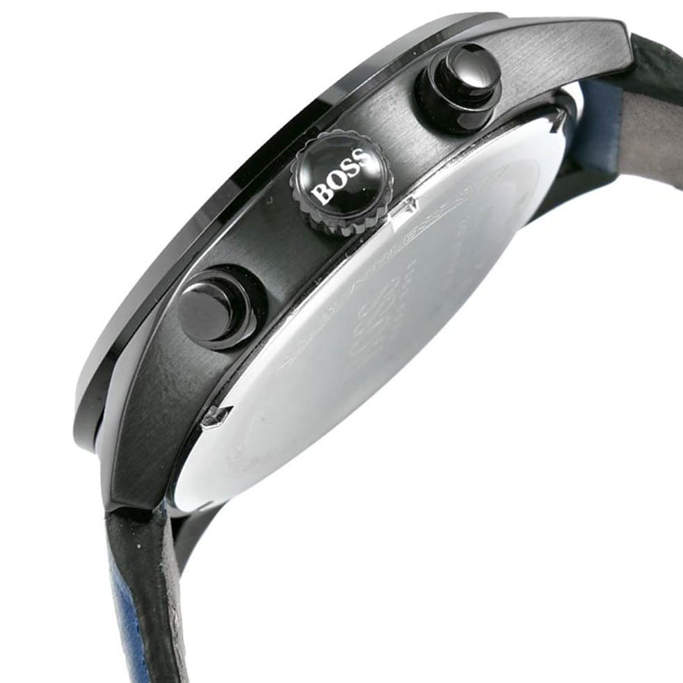 Hugo Boss Grand Prix 1513563 Black Case Black Dial Blue Leather Men's Watch