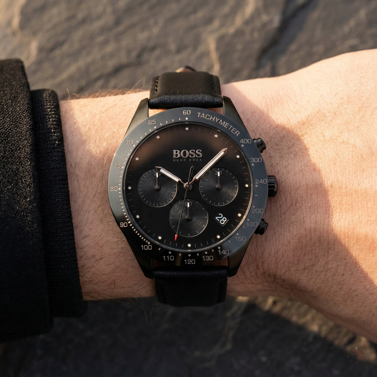 Hugo Boss Talent 1513590 Black Case Black Dial Black Leather Men's Watch