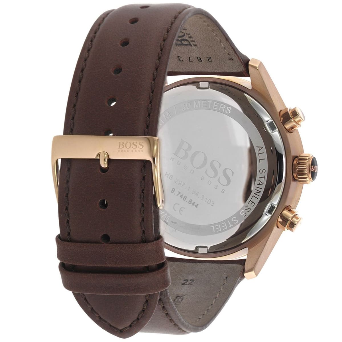 Hugo Boss Grand Prix 1513604 Silver Case Blue Dial Brown Leather Men's Watch