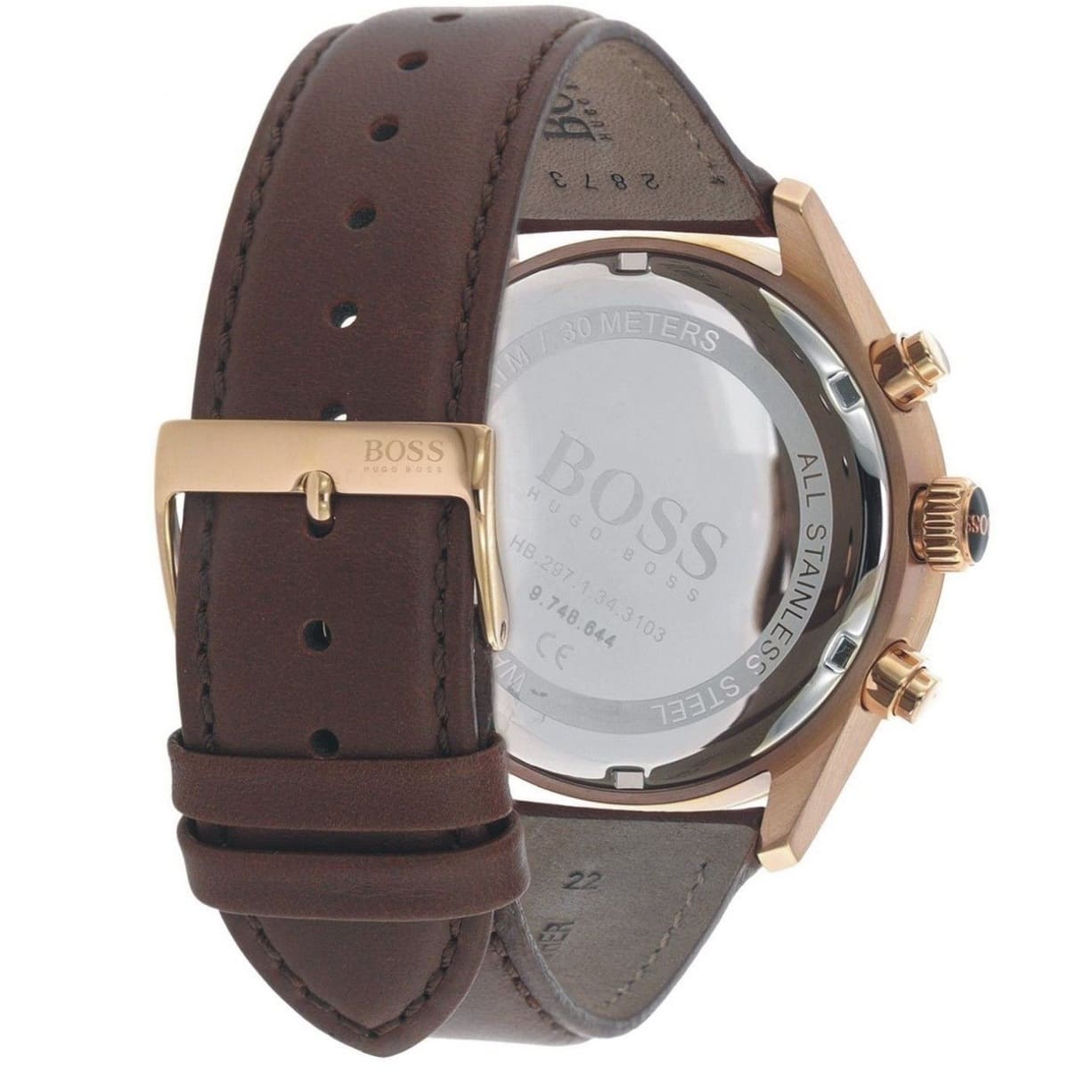 Hugo Boss Grand Prix 1513605 Rose Gold Case Brown Dial Brown Leather Men's Watch
