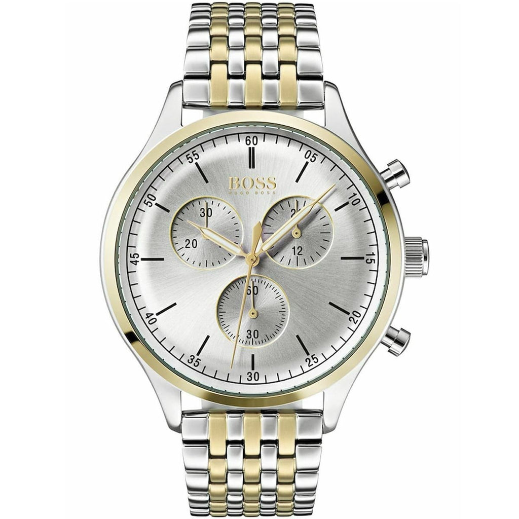 Hugo Boss Companion 1513654 Two-Tone Silver Gold Case Silver Dial Men's Watch
