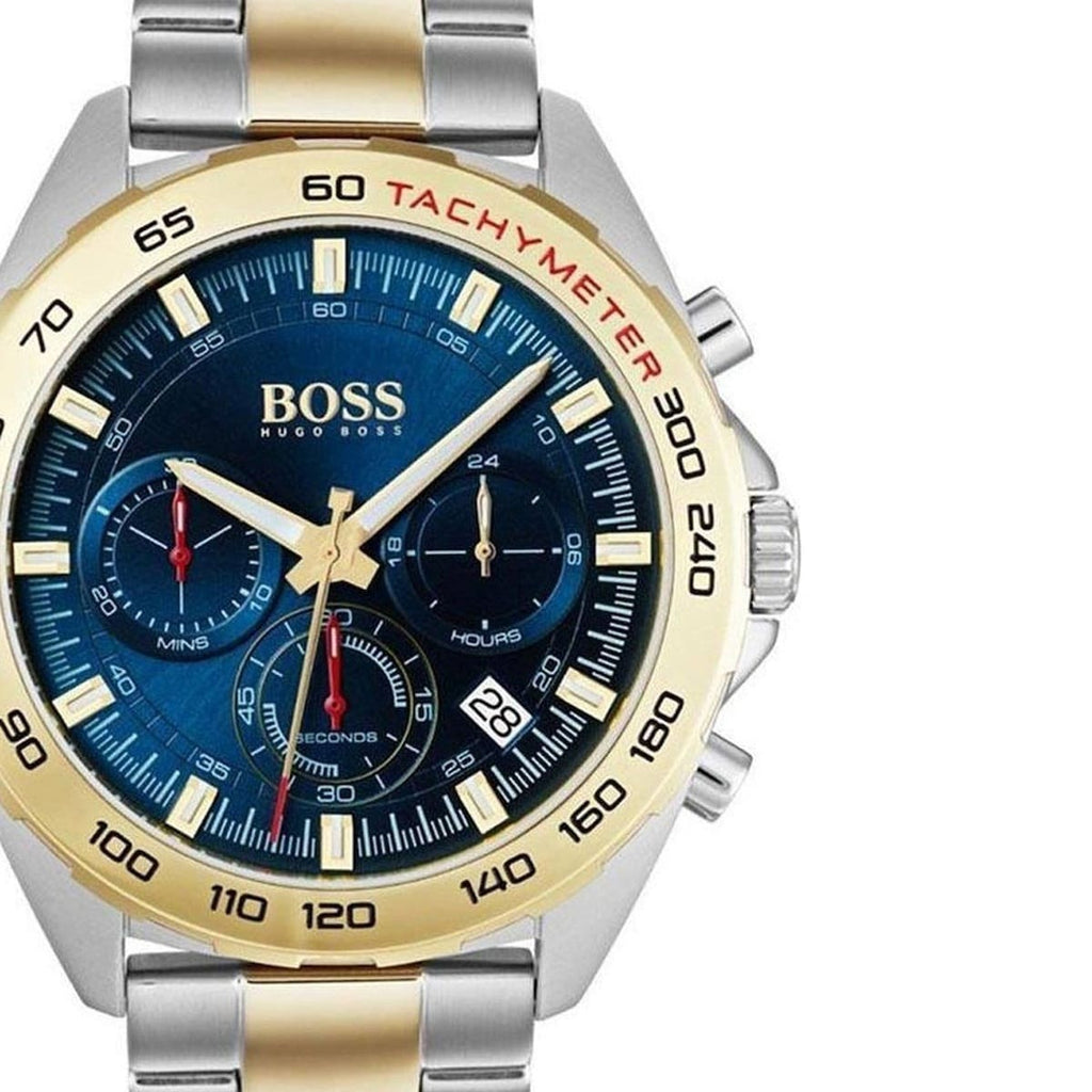 Hugo Boss Intensity 1513667 Two-Tone Silver Gold Case Blue Dial Men's Watch