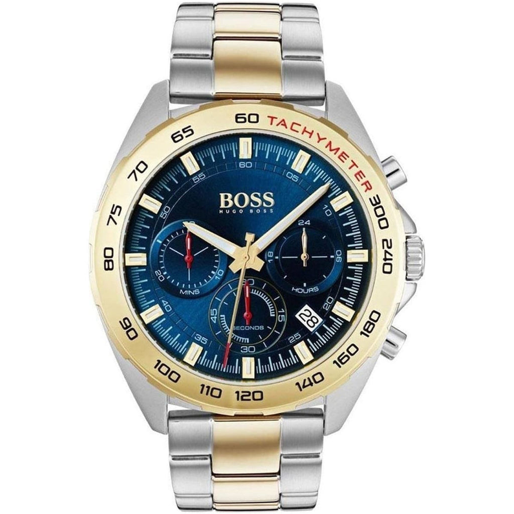 Hugo Boss Intensity 1513667 Two-Tone Silver Gold Case Blue Dial Men's Watch