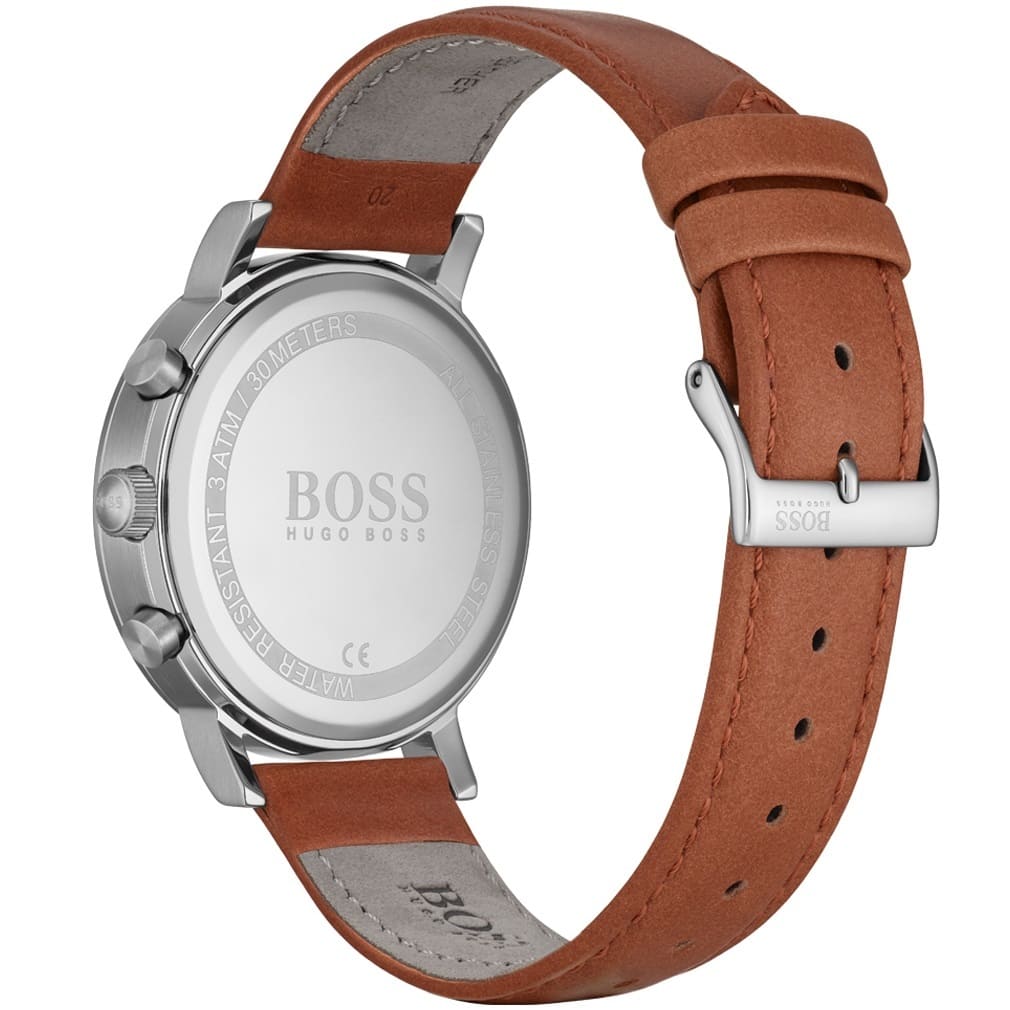Hugo Boss Spirit 1513689 Silver Case Blue Dial Brown Leather Men's Watch