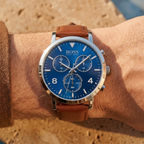 Hugo Boss Spirit 1513689 Silver Case Blue Dial Brown Leather Men's Watch