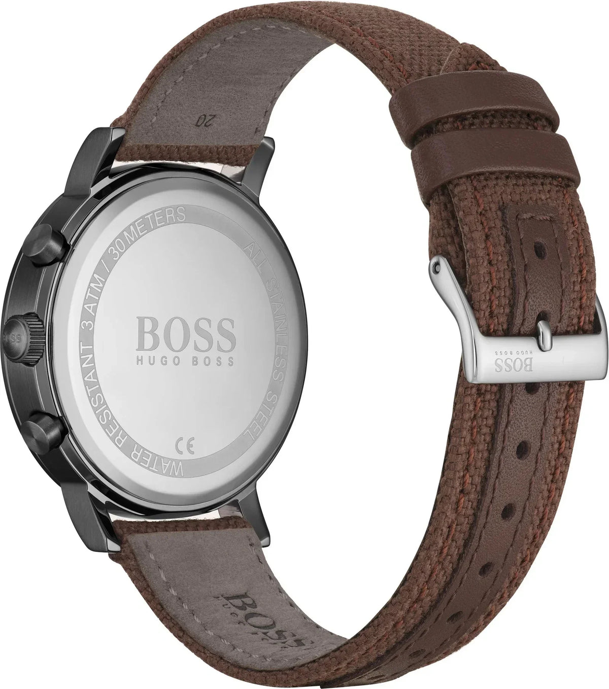 Hugo Boss Spirit 1513690 Grey Case Silver Dial Brown Textile Men's Watch