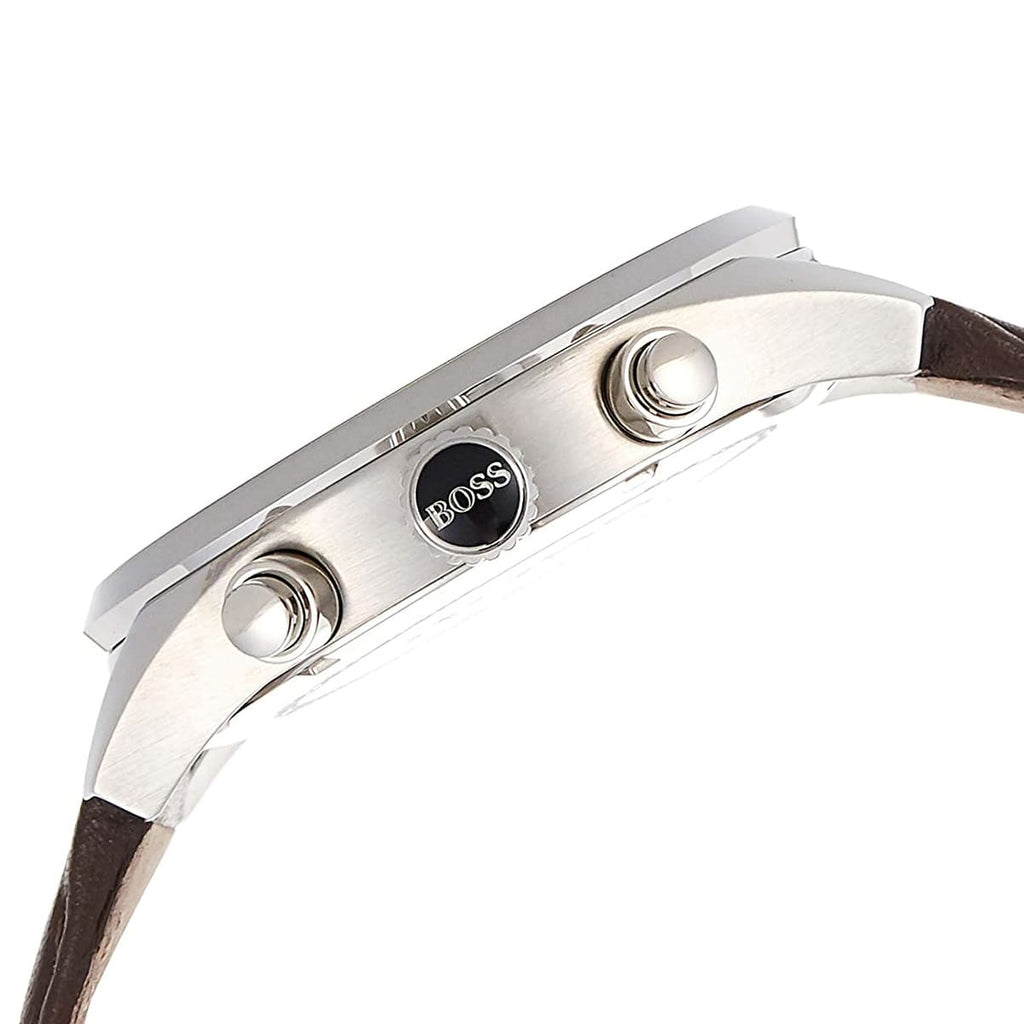 Hugo Boss Spirit 1513690 Grey Case Silver Dial Brown Textile Men's Watch