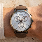 Hugo Boss Spirit 1513690 Grey Case Silver Dial Brown Textile Men's Watch