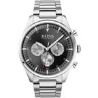 Hugo Boss Pioneer 1513712 Silver Case Black Dial Silver Metal Men's Watch