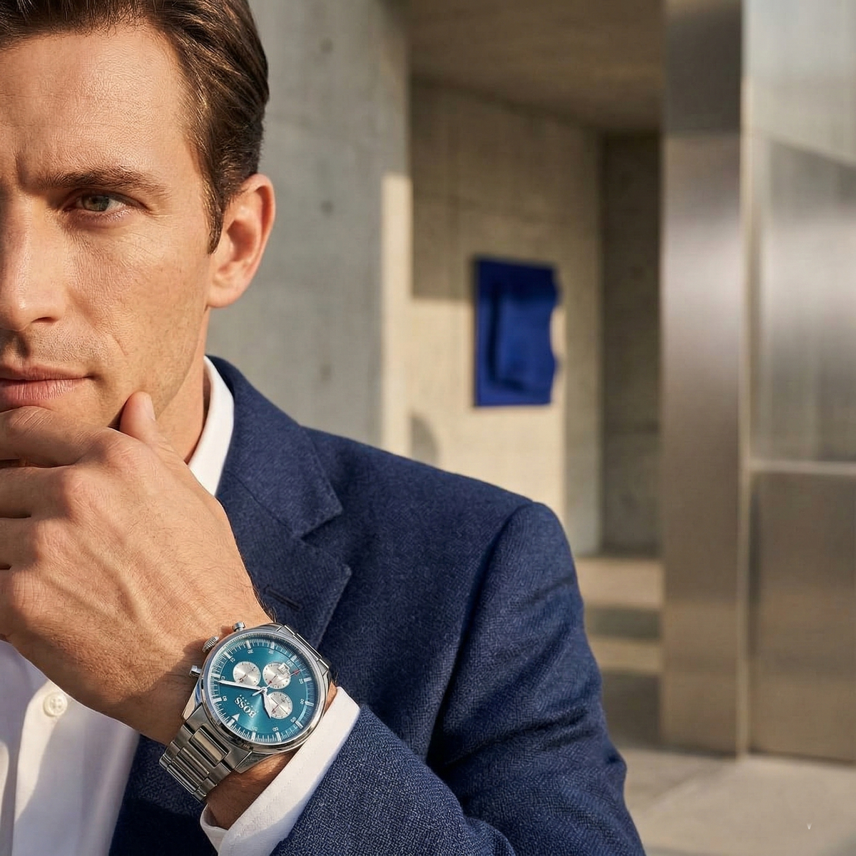 Hugo Boss Pioneer 1513713 Silver Case Blue Dial Silver Metal Men's Watch